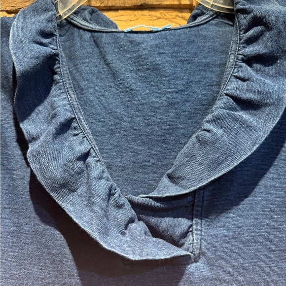 J. McLaughlin Blue Ruffled Tank Top with Mandarin Collar Sz XS - Picture 3 of 4